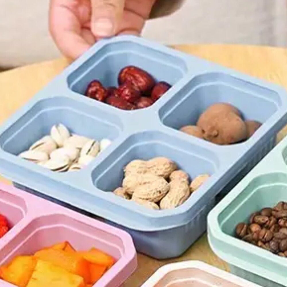 Brand New Blue Portable Box Lid Portion Control Storage Stackable 2 Piece Set - Picture 5 of 6